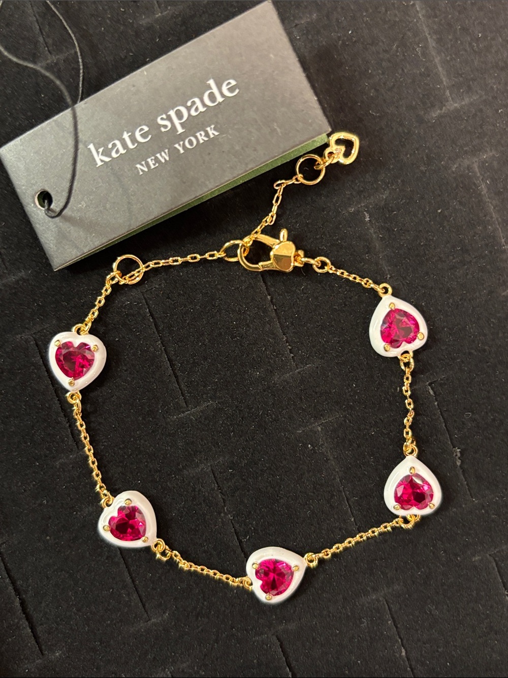 ♠️💝Kate Spade Gold-Tone Bracelet with Pink Heart Stones💖♠️